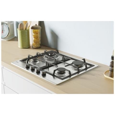 CHG6BR4WTX Piano cottura a gas cm. 60 - inox - Acciaio inox - Numero dei fuochi 4 - Griglie in ghisa - Foto 2