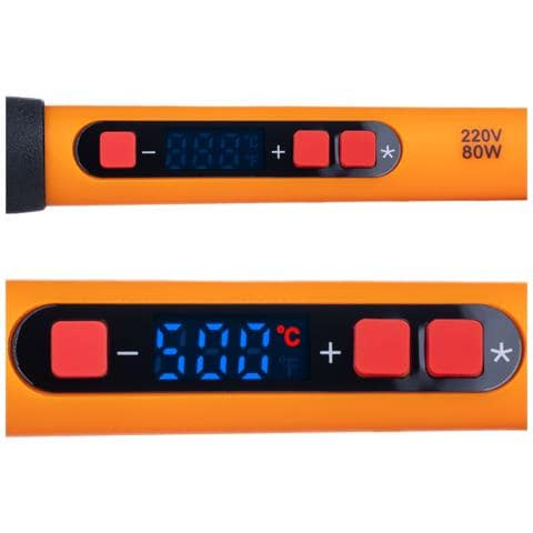 Lutatrice Elettrica 80w Orange Mastiff - Display Lcd, 6 Punte, Cavo 90cm | Temperatura 180-500°c | Set 12 In 1 Per Elettronica - Foto 8