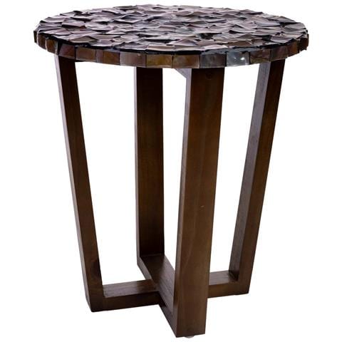 Tavolino In Legno E Madreperla Marrone D36x40h Cm - Foto 1