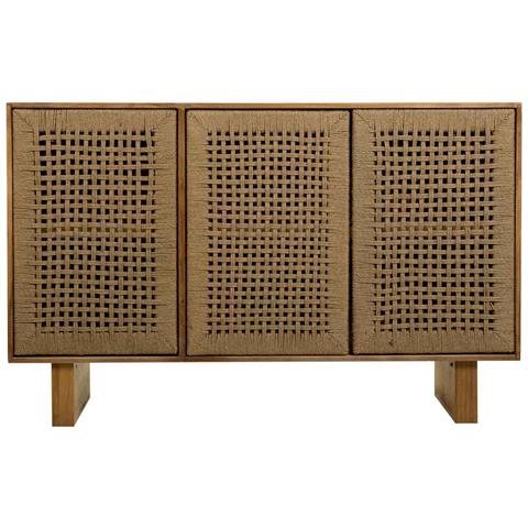 Credenza In Legno E Corda Intrecciata Marrone 120x36x75h - Foto 2