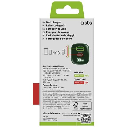 TETRGANLCD1USB1C30G Caricabatterie per dispositivi mobili Universale Verde AC Ricarica rapida Interno - Foto 2