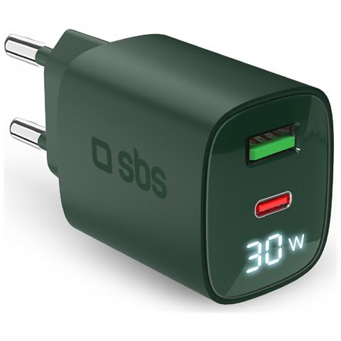 TETRGANLCD1USB1C30G Caricabatterie per dispositivi mobili Universale Verde AC Ricarica rapida Interno - Foto 1