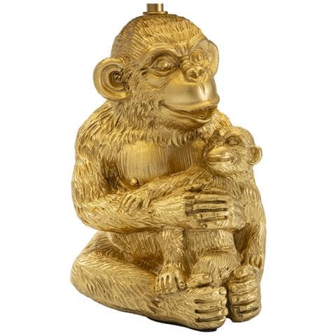Lampada Da Tavolo Monkey Mum In Resina Dorata Con Paralume In Tessuto Nero - Foto 2