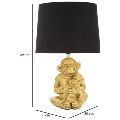 Lampada Da Tavolo Monkey Mum In Resina Dorata Con Paralume In Tessuto Nero - Foto 6