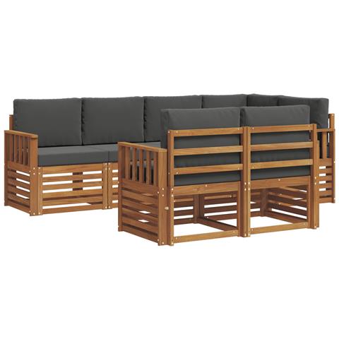 Set divani 7 pcs Naturale e Antracite Legno di Acacia Massello - Foto 1