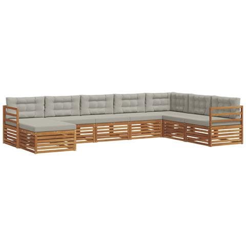 Set divani con cuscino 8 pcs Grigio Naturale e Chiaro - Foto 1