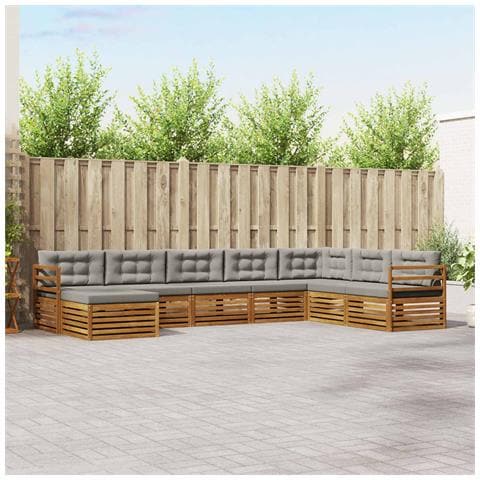 Set divani con cuscino 8 pcs Grigio Naturale e Chiaro - Foto 2