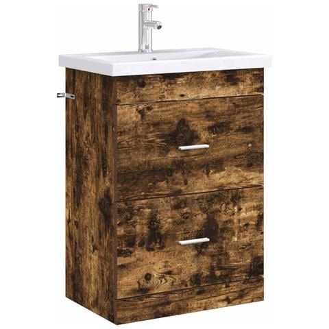 Mobiletto da Bagno Sotto Lavabo Rovere Fumo 56 x 37,5 x 81 cm - Foto 2
