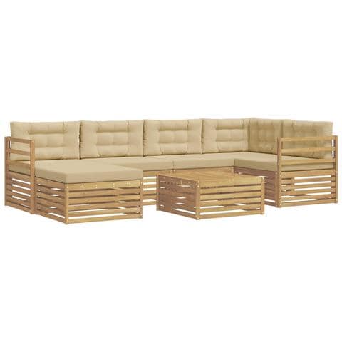 Set di divani da esterno con cuscino 7 pcs Bianco e Beige - Foto 1