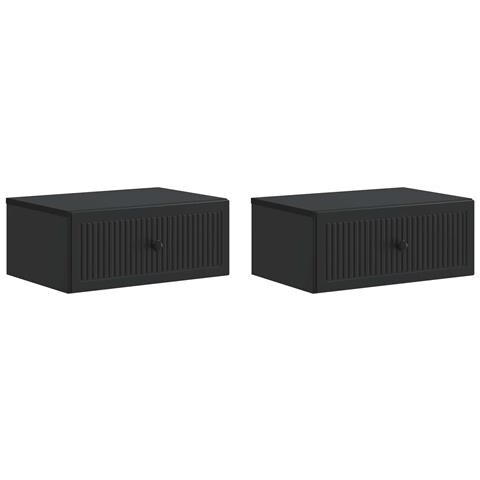 Armadio da Notte con cassetto 2 pcs Nero 49 x 34,5 x 20 cm - Foto 1