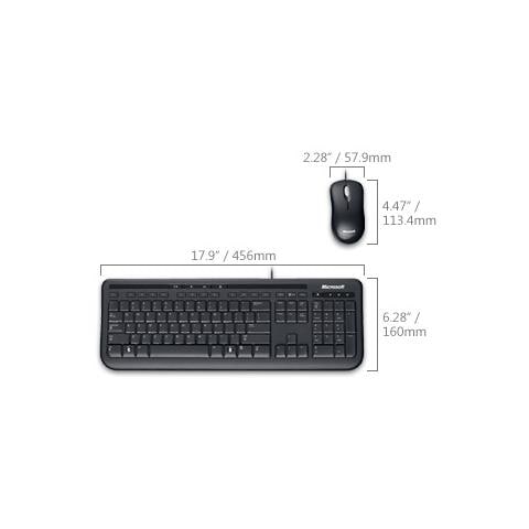 Wired Desktop 600, DE, USB, QWERTZ, Nero, 400 DPI, 60 MB, Windows Vista / Windows XP - Foto 1