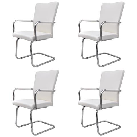 4 Pz Sedie Per Sala Da Pranzo In Pelle Artificiale Bianche - Foto 1