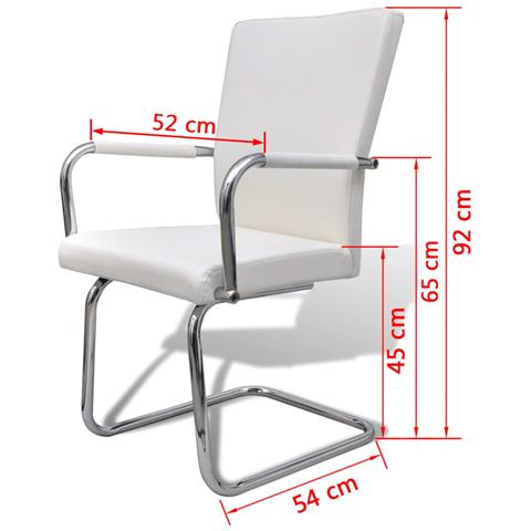 4 Pz Sedie Per Sala Da Pranzo In Pelle Artificiale Bianche - Foto 2