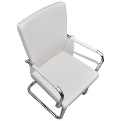 4 Pz Sedie Per Sala Da Pranzo In Pelle Artificiale Bianche - Foto 5