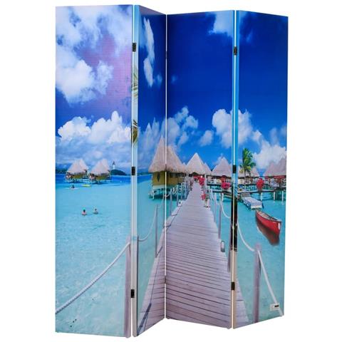 Paravento Pieghevole 160x170 cm con Stampa Spiaggia - Foto 1