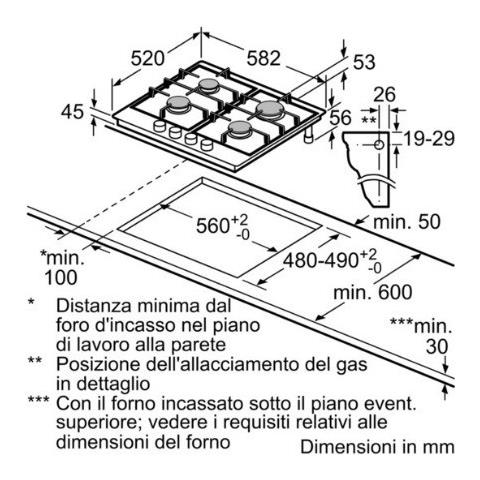 Piano Cottura PCP6A5B90 Serie 6 a Gas 4 Fuochi Gas Colore Inox / Nero - Foto 9