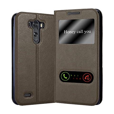 Custodia Compatibile Con Lg G3 In Bruno Pietra - Coperchio Protettivo Con Chiusura Magnetica, Funzione Stand E 2 Finestre Di Visualizzazione - Foto 1