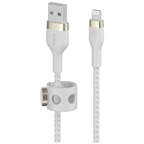 CAVO INTRECCIATO SILICONE DA USB-A A LIGHTNING 1M - BIANCO - Foto 2