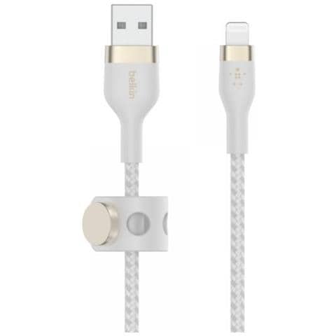 CAVO INTRECCIATO SILICONE DA USB-A A LIGHTNING 1M - BIANCO - Foto 1