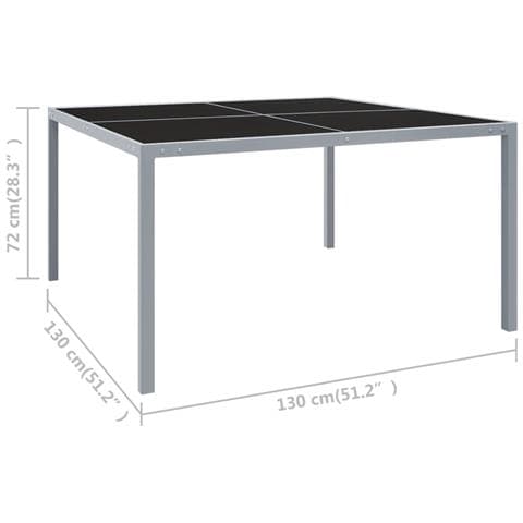 Tavolo Da Giardino 130x130x72 Cm Grigio In Acciaio E Vetro - Foto 2