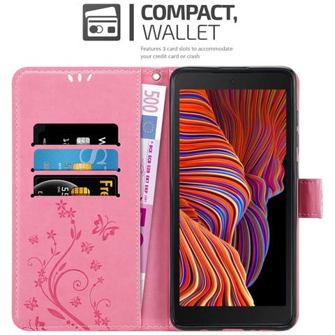 Cadorabo Custodia Compatibile Con Samsung Galaxy Xcover 5 In Rosa Fiore - Coperchio Protettivo In Design Floreale Con Chiusura Magnetica, Funzione Stand E Slot Per Carte - Foto 2
