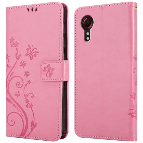 Cadorabo Custodia Compatibile Con Samsung Galaxy Xcover 5 In Rosa Fiore - Coperchio Protettivo In Design Floreale Con Chiusura Magnetica, Funzione Stand E Slot Per Carte - Foto 7