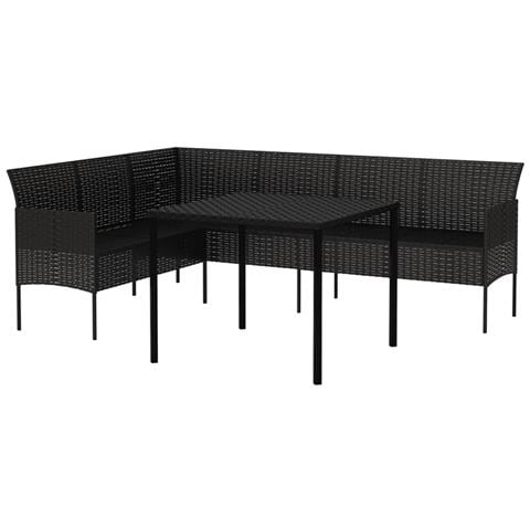 Set Da Pranzo Da Giardino 2 Pz Con Cuscini Nero In Polyrattan - Foto 8