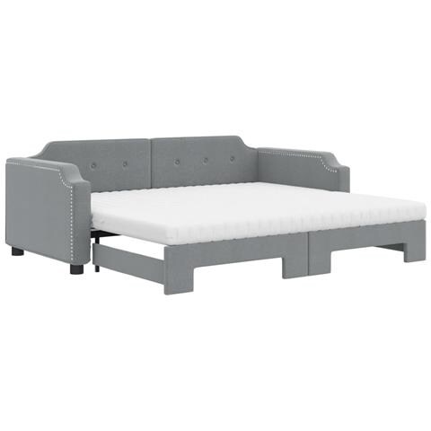 Divano Letto Estraibile Materassi Grigio Chiaro 90x200 Tessuto - Foto 1