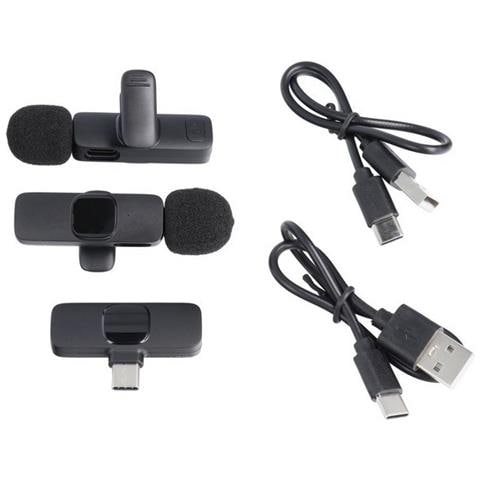 Sistema Microfoni Bluetooth K1 Set Da 2pz Con Ricevutore Usb-c Black Per Smartphone E Tablet - Foto 2