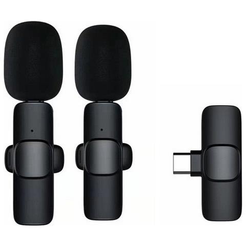 Sistema Microfoni Bluetooth K1 Set Da 2pz Con Ricevutore Usb-c Black Per Smartphone E Tablet - Foto 1