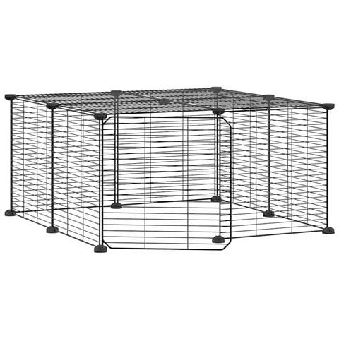 Gabbia Per Animali 12 Pannelli Con Porta Nero 35x35 Cm Acciaio - Foto 1