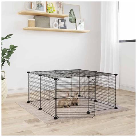 Gabbia Per Animali 12 Pannelli Con Porta Nero 35x35 Cm Acciaio - Foto 2