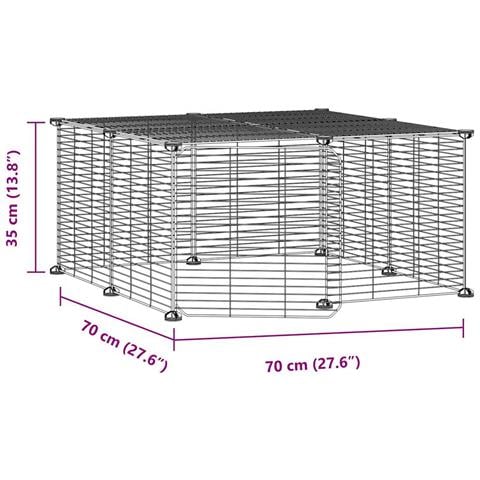 Gabbia Per Animali 12 Pannelli Con Porta Nero 35x35 Cm Acciaio - Foto 4