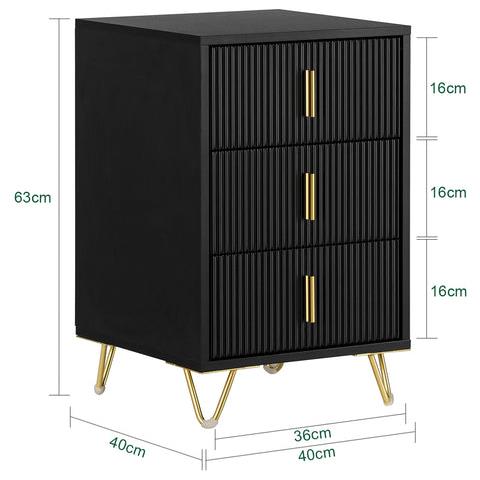 Comodino Letto Con 3 Cassetti Tavolino Da Salotto O Soggiorno Tavolino Telefono Nero 40x40x63cm, Fbt115-l-sch - Foto 2