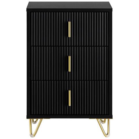 Comodino Letto Con 3 Cassetti Tavolino Da Salotto O Soggiorno Tavolino Telefono Nero 40x40x63cm, Fbt115-l-sch - Foto 1