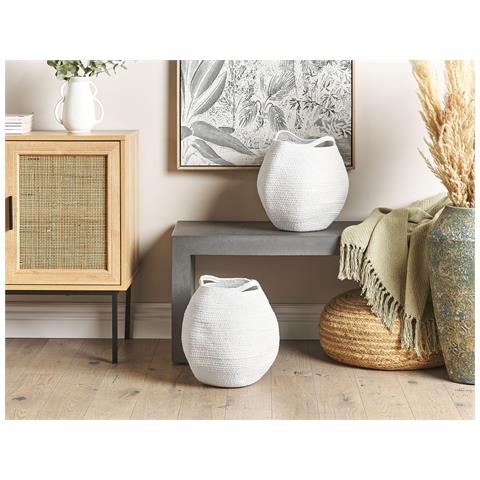 Set Di 2 Cestini Panjgur Cotone Bianco - Foto 1