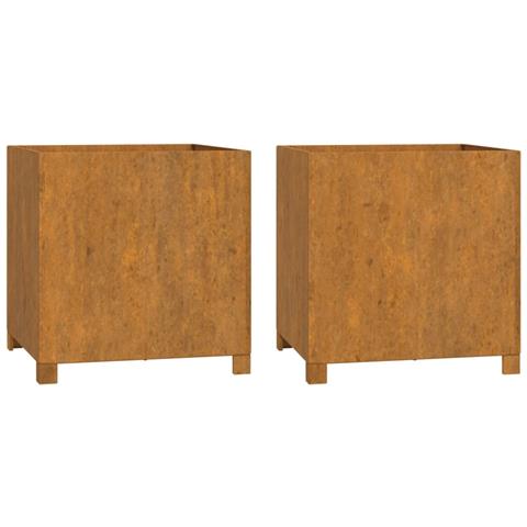 Fioriere Con Gambe 2pz Ruggine 49x47x50 Cm Acciaio Corten - Foto 1