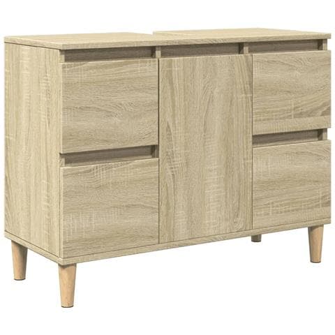Mobile Lavabo Rovere Sonoma 80x33x60 Cm In Legno Multistrato - Foto 2