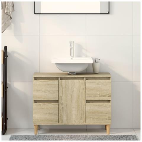 Mobile Lavabo Rovere Sonoma 80x33x60 Cm In Legno Multistrato - Foto 1