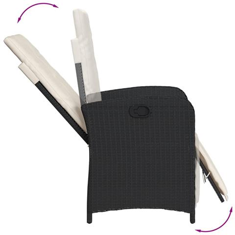 Set da Pranzo da Giardino 5 pz Nero con Cuscini in Polyrattan - Foto 2