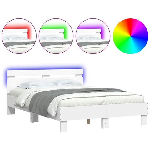 Giroletto Con Testiera E Led Bianco 120x190 Cm - Foto 2