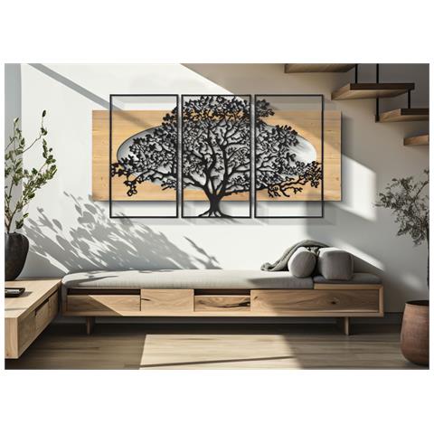 Pannello Da Muro Tree Ferro E Wood Set 3pz Cm 176x2x90 (63x2x90-50x2x90) - Foto 4