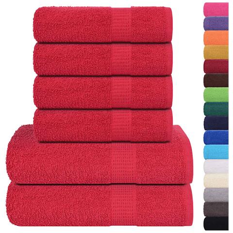 Set Asciugamani 6 Pz Rossi 360 Gsm 100% Cotone - Foto 2