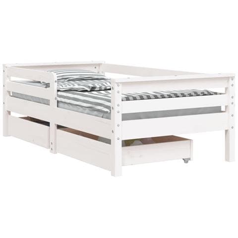 Giroletto Bambini con Cassetti Bianco 70x140cm Massello di Pino - Foto 1