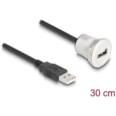 Usb 2.0 Typ-a Einbaubuchse Mit Kabelpeitsche Stecker 30 Cm Aluminium (88181) - Foto 1
