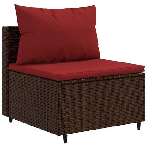 Set Divani Da Giardino 5 Pz Con Cuscini Marrone In Polyrattan - Foto 3