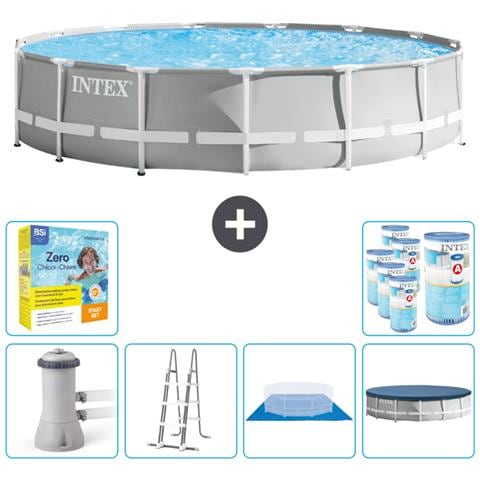 Piscina Fuori Terra - In Giro - 457x457x107 Cm - Grigio - Include Accessori Coordinati Cb47 - Foto 1