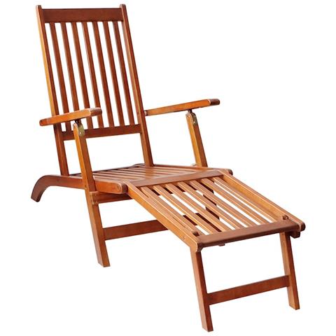 Sdraio Da Esterni Con Poggiapiedi E Cuscino Massello Di Acacia - Foto 1