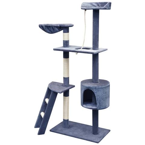 Albero Per Gatti Con Tiragraffi Sisal 150 Cm Blu Scuro - Foto 1