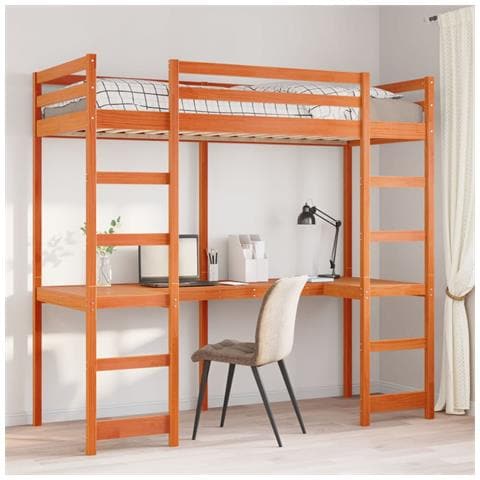 Giroletto Soppalco senza Materasso Marrone Cera 75x190cm Pino - Foto 2